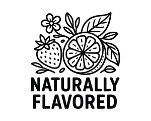 Naturally Flavored Icon with Strawberry and Lemon for Food and Beverage