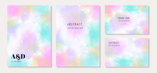 multipurpose set card with rainbow abstract watercolor background