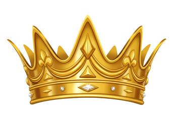 Golden Detailed Crown Illustrative Precious Jewel on Transparent Background