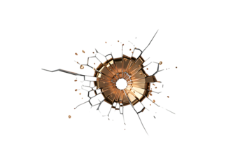 Golden Explosion Breaking Effect with Radial Symmetry on Black Backdrop