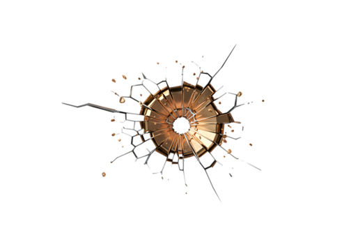 Golden Explosion Breaking Effect with Radial Symmetry on Black Backdrop