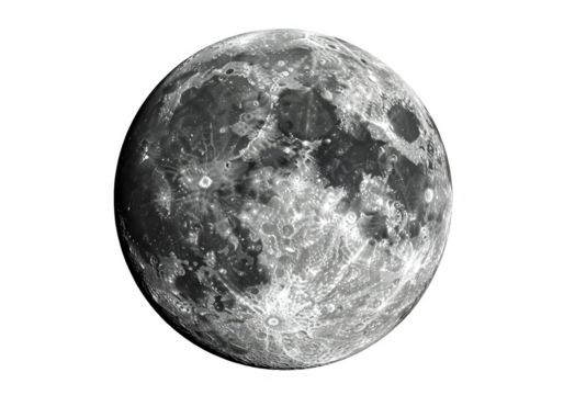 Full Moon Isolated Photo Lunar Surface Celestial Night Sky