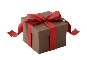 Gift Box with Red Ribbon Transparent Background Holiday Celebration