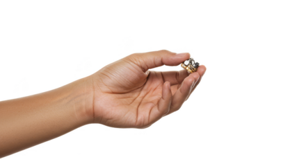 Hand Holding Medicine Pill Capsule in Transparent Background