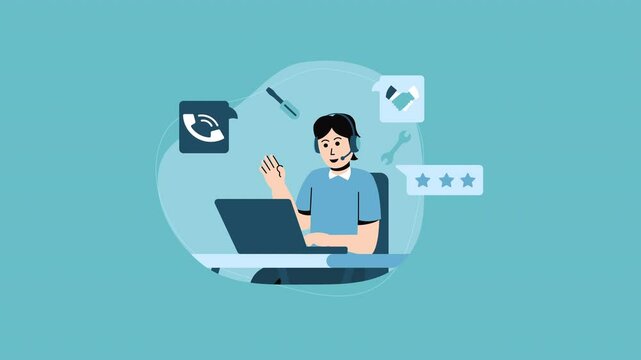 Support icon tech animation vector customers with solutions. Suitable for customer service, tech support, online assistance concepts in designs.