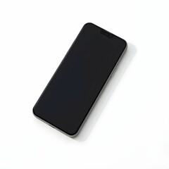 Smartphone Mockup with Dynamic Shadows a modern smartphone with a dark screen floats against a white background, highlighted by strong, diagonal sunlit shadows, perfect for app display