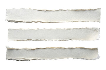 Three torn paper strips isolated on transparent background