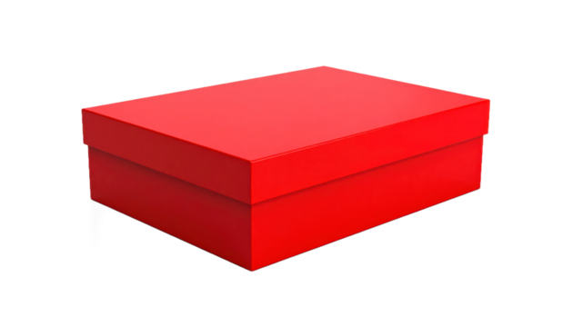 Red Rectangular Box Isolated on Transparent Background for Packaging or Storage