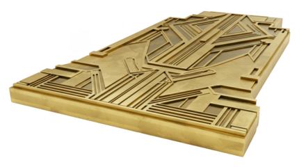 Golden Ornate Geometric Design on Gold Texture Background Abstract