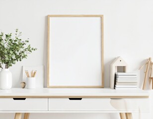 Empty frame on white table