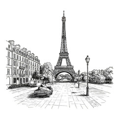 Illustration Eiffel Tower Paris France Landmark Travel Architecture