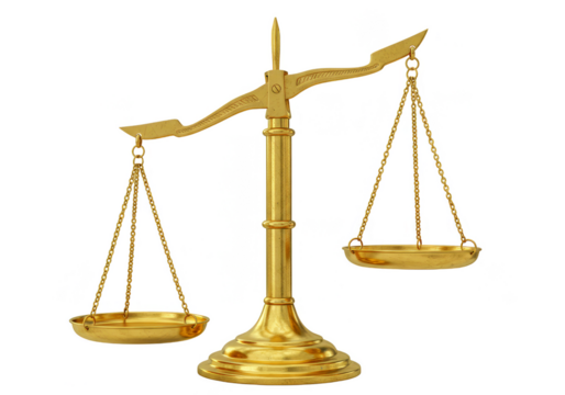 Golden Scales of Justice Law Legal Symbol with Transparent Background - Powered by Adobe