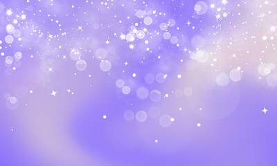 Purple Background With Bokeh Stars. Abstract Light Blurred Soft Romantic Background