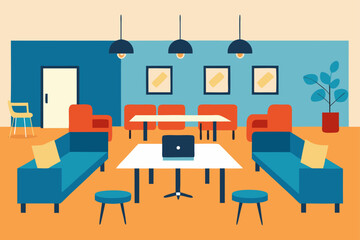 Fototapeta premium Modern Co-working Space Design Stylish Interior with Collaborative Furniture