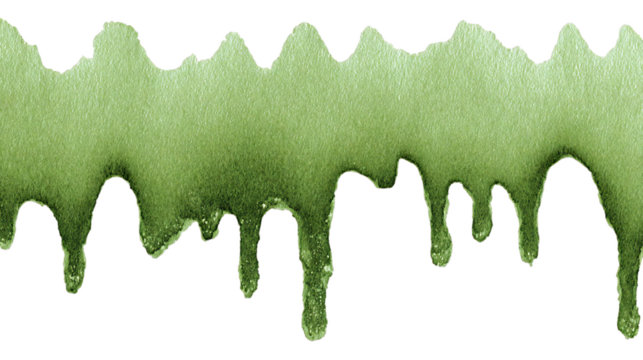 Light green glitter drips create an abstract liquid effect against a contrasting black backdrop, ideal for creative design projects, silhouette, transparent background