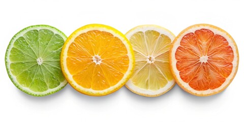Obraz premium Colorful citrus fruit slices lime orange lemon grapefruit
