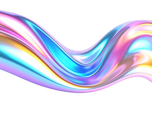 Iridescent Wavy Abstract Shape with Metallic Sheen and Vibrant Colors.