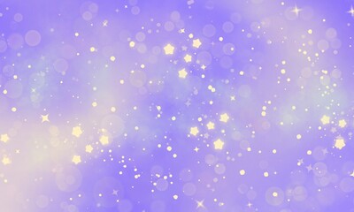 Purple Background With Bokeh Stars. Abstract Light Blurred Soft Romantic Background