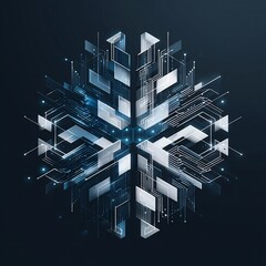 Futuristic Circuit Board Snowflake Illustration