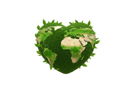 Green World Heart Illustration Ecology Environment Global Planet Earth