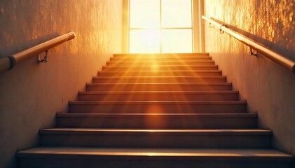 Fototapeta premium Ascending Sunlight A Staircase Symbolizing Progress, Hope, and Reaching New Heights