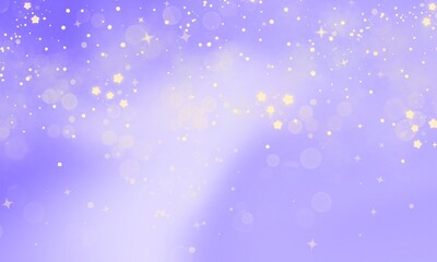 Purple Background With Bokeh Stars. Abstract Light Blurred Soft Romantic Background