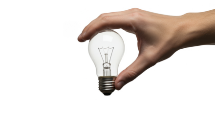 Hand Holding Lightbulb Idea Innovation on Transparent Background