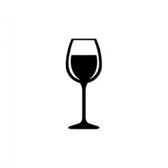 Minimalist Wine Glass Icon Elegant Black Silhouette.

