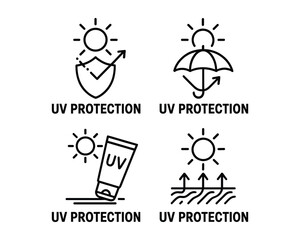 Obraz premium Sun Protection Icons Set Vector Illustration for Skin Care and Product Labels