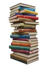 Fototapeta premium Illustration of Stacked Books Pile of Literature Knowledge Education