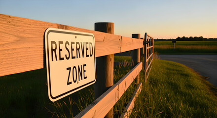 Rustic Charm A Reserved Zone Sign Graces A Wooden Fence At Sunset