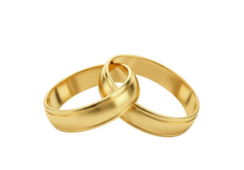 Isolated 3D Render of Gold Wedding Rings Pair Precious Gift