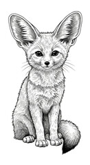 Obraz premium Fennec Fox Illustration White Animal with Transparent Background