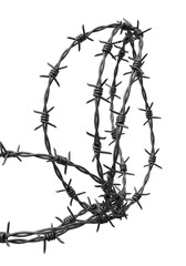 Isolated Barbed Wire Sharp Steel Security Fence on Transparent PNG