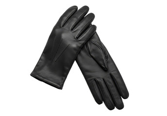 Isolated Black Leather Gloves Elegant Winter Accessory Transparent PNG