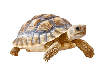Obraz premium A captivating tortoise with a detailed shell stands out against a stark transparent background, showcasing its unique texture and pattern.