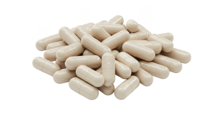 Isolated Pile Capsules Beige Supplements Medicine Transparent Background