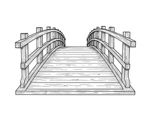 Wooden Footbridge Illustration: Rustic Bridge Structure for Landscape Design