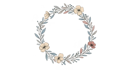 Floral Wreath Illustration Round Flower Decoration Frame Isolated PNG