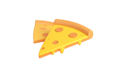 Two Pizza Slices In Yellow And Orange Colors With Cheese Melting On Transparent Background