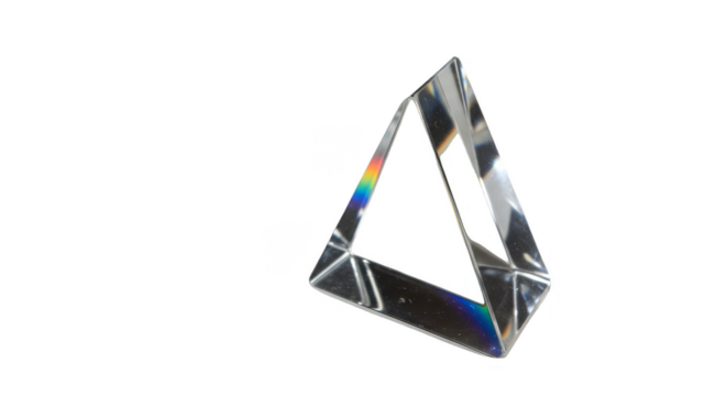 Isolated Prism Triangle Glass Shape Rainbow on Transparent Background