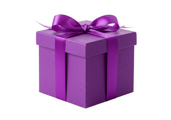 Obraz premium Isolated Purple Gift Box with Glitter Ribbon for Festive Celebrations