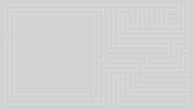Blank square frame at left area with white maze lines pattern on gray background.