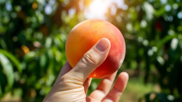 Freshly Picked Peach: Orchard Harvest