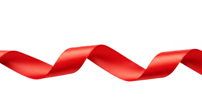 Isolated Red Spiral Ribbon Celebration Decorative Design Element