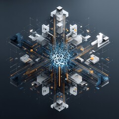 Abstract Visualization of a Digital Brain with Data Flow