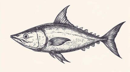 Obraz premium Detailed illustration of a tuna fish.