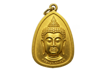 Golden Buddha Amulet Symbol of Buddhism PNG Image with Transparent BG