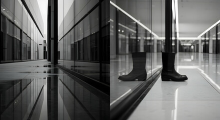 Reflections And Footwear A Modern Juxtaposition Of Fashion And Urban Architecture