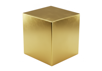 Golden Geometric Metallic Cube Shape Isolated 3d Rendering Illustration